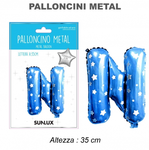 Palloncino celeste metal 35cm lettera N