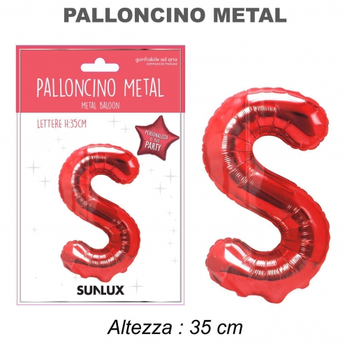 Palloncino rosso metal 35cm lettera S