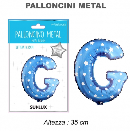 Palloncino celeste metal 35cm lettera G