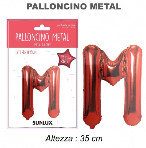 Palloncino rosso metal 35cm lettera M