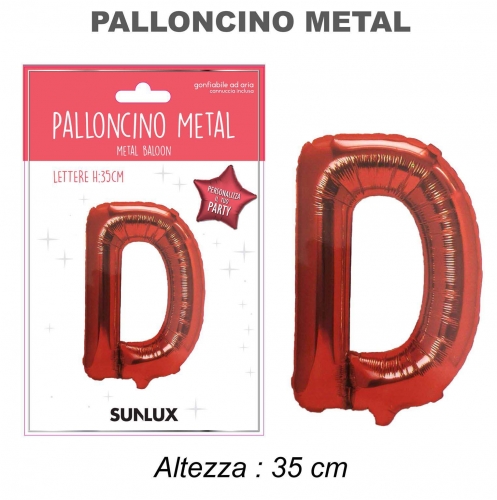 Palloncino rosso metal 35cm lettera D