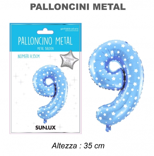 Palloncino celeste metal 35cm n.9