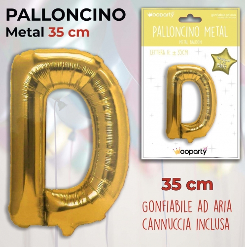 Palloncino oro metal 35cm lettera D