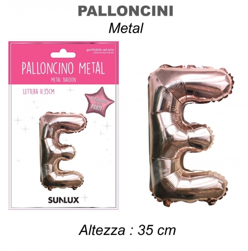 Palloncino rose gold metal 35cm lettera E