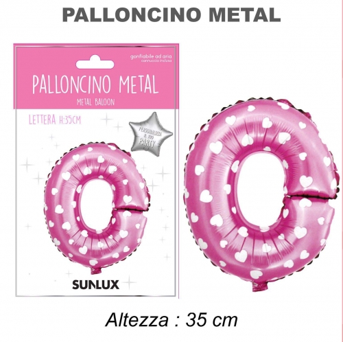 Palloncino rosa metal 35cm lettera O