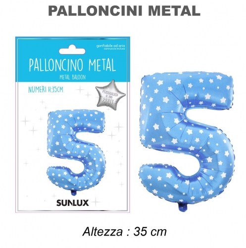 Palloncino celeste metal 35cm n.5