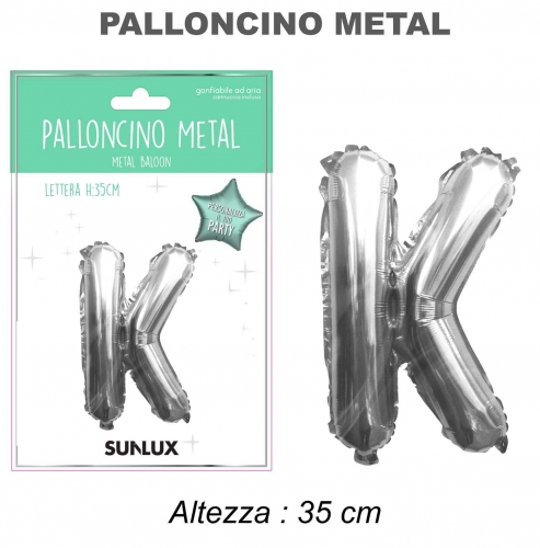 Palloncino argento metal 35cm lettera K