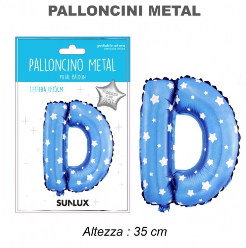 Palloncino celeste metal 35cm lettera D