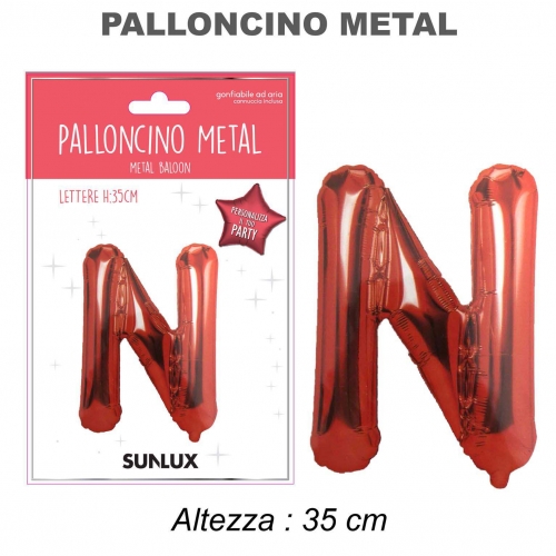Palloncino rosso metal 35cm lettera N