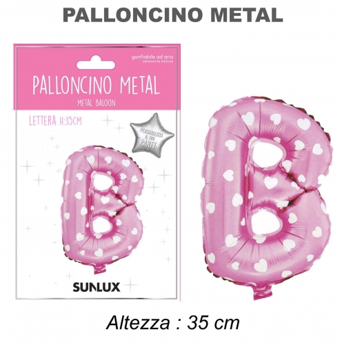 Palloncino rosa metal 35cm lettera B