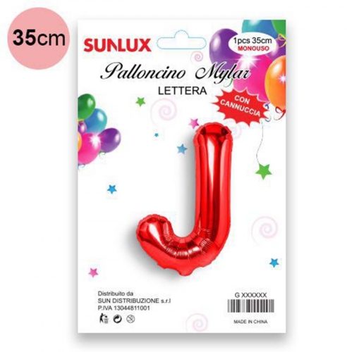 Palloncino rosso metal 35cm lettera J