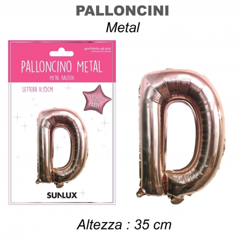 Palloncino rose gold metal 35cm lettera D