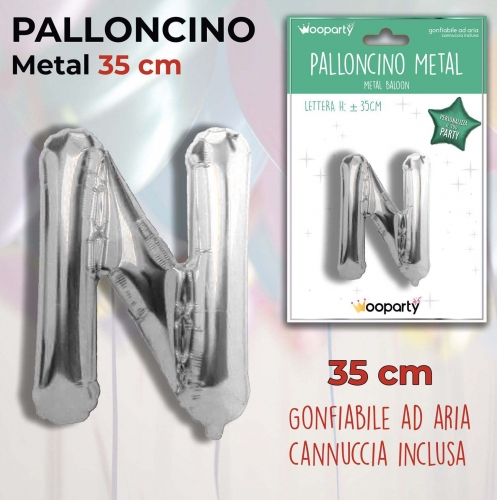 Palloncino argento metal 35cm lettera N