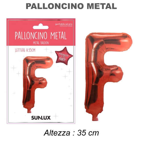 Palloncino rosso metal 35cm lettera F