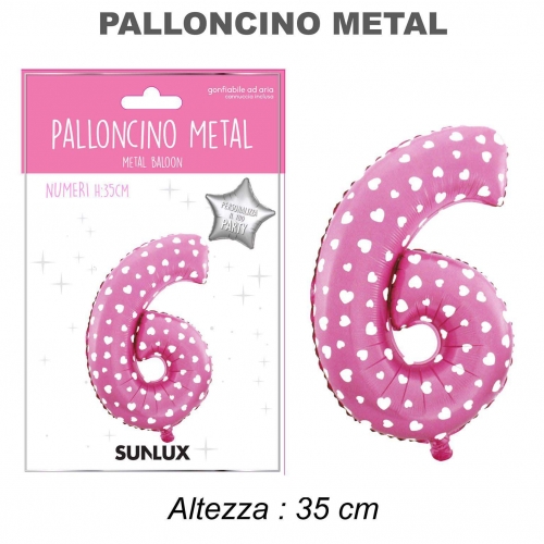Palloncino rosa metal 35cm n.6