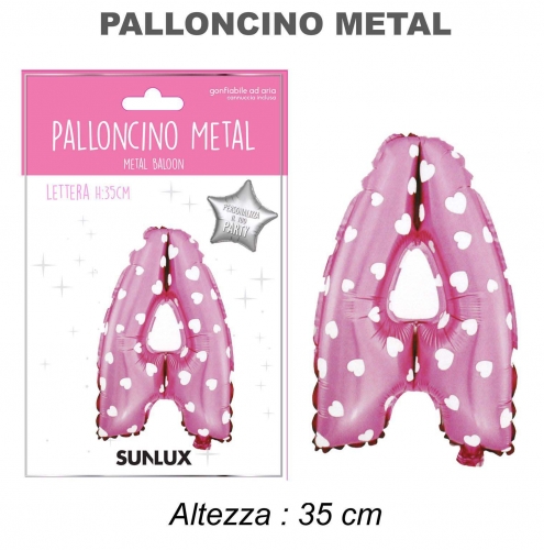 Palloncino rosa metal 35cm lettera A