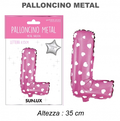 Palloncino rosa metal 35cm lettera L