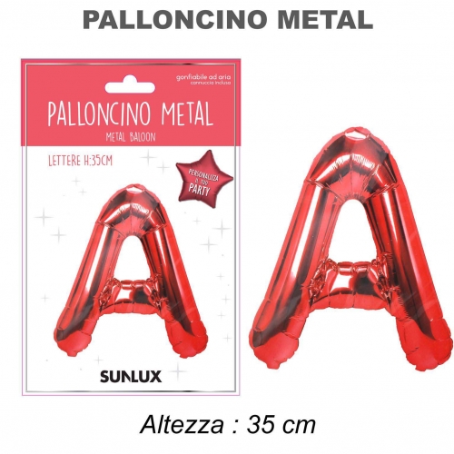 Palloncino rosso metal 35cm lettera A
