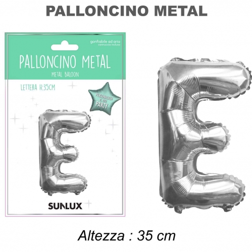 Palloncino argento metal 35cm lettera E