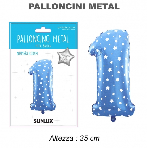 Palloncino celeste metal 35cm n.1