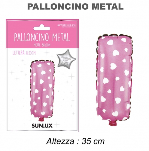 Palloncino rosa metal 35cm lettera I