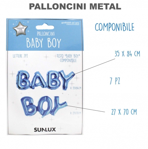 Palloncini baby 35x84cm boy 27x70cm celeste