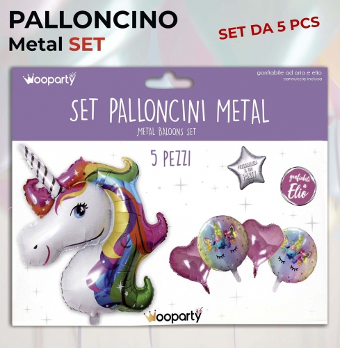 Set palloncini unicorn 5 pezzi