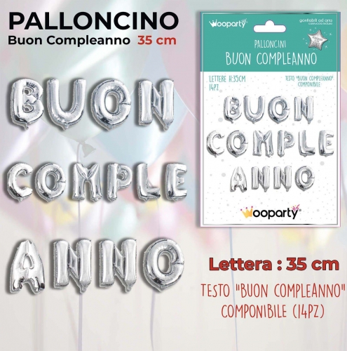 Palloncino buon compleanno argento 35cm