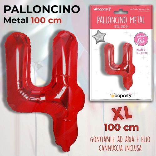 Palloncino rosso metal 100cm n.4