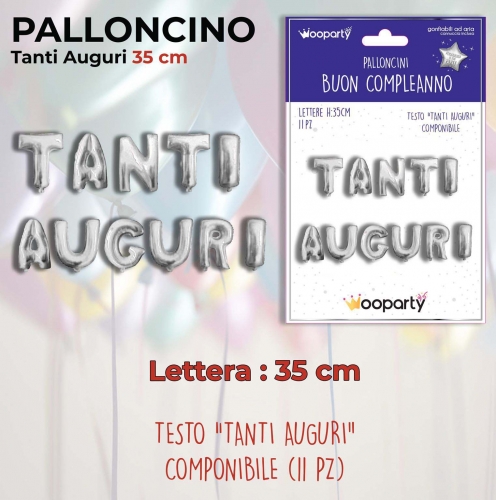 Palloncini tanti auguri argento  35cm