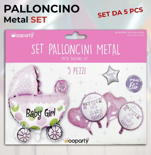 Set palloncini baby girl 5 pezzi