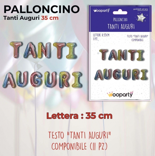 Palloncini tanti auguri multicolor 35cm