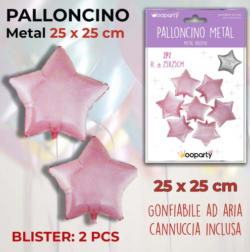Palloncino mylar stella rosa 25cm 2 pezzi