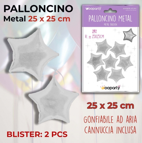 Palloncino mylar stella argento 25cm 2 pezzi