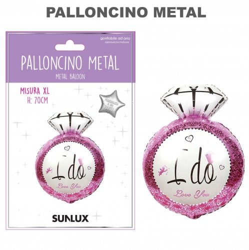 Palloncino mylar anello diamante rosa 70cm