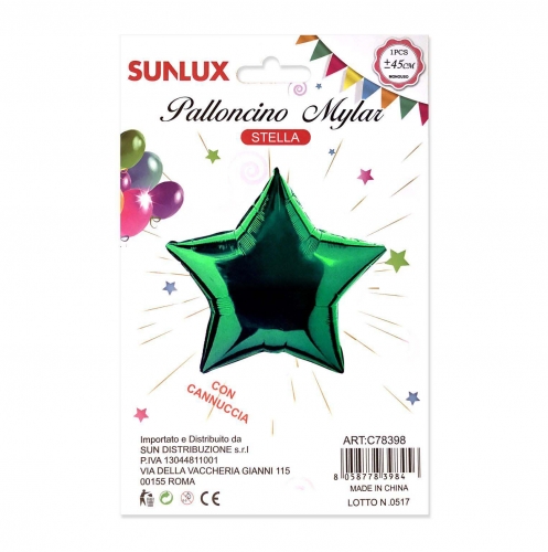 Palloncino mylar stella verde 45cm