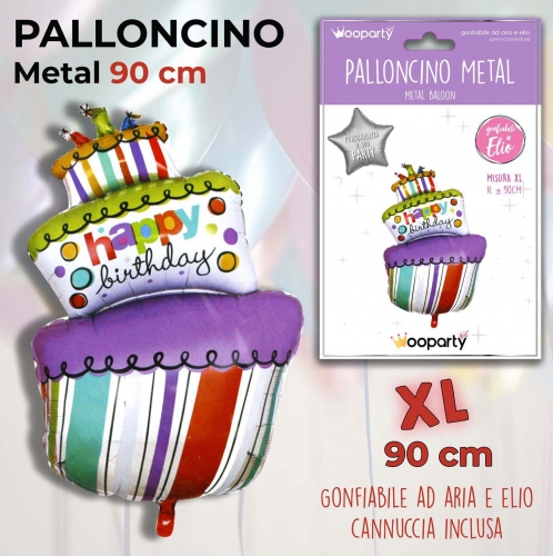 Palloncino mylar cake happy birthday 90cm