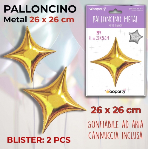Palloncino mylar stella oro 26cm 2 pezzi