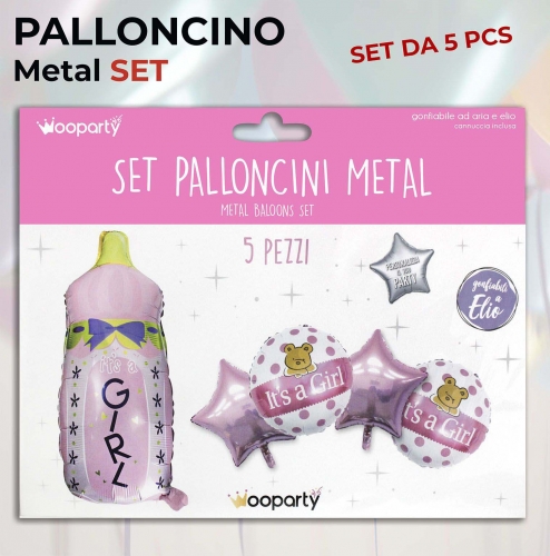 Set palloncini it's a girl 5 pezzi