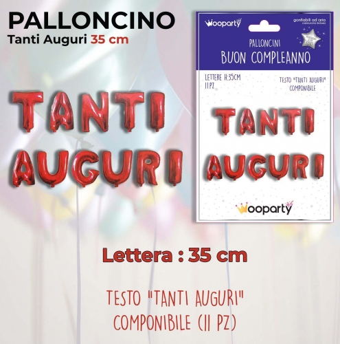 Palloncini tanti auguri rosso  35cm