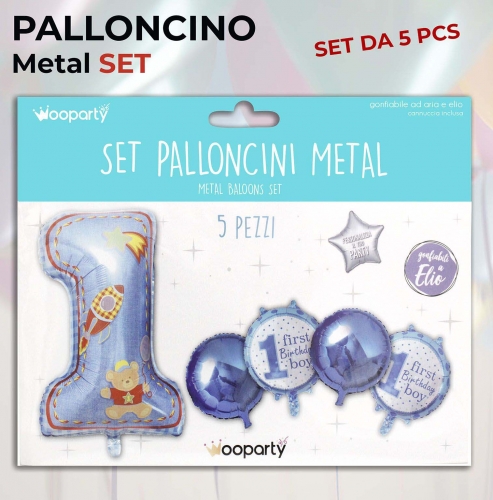 Set palloncini 1 anno boy 5 pezzi