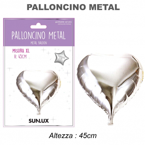 Palloncino mylar cuore argento 45cm