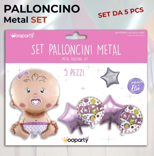 Set palloncini baby girl 5 pezzi