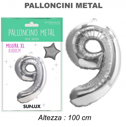 Palloncino argento metal 100cm n.9