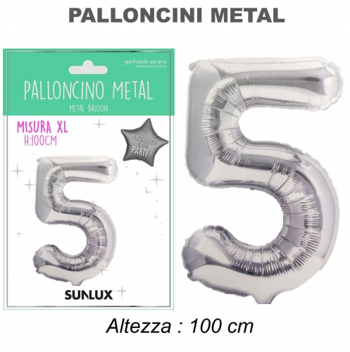 Palloncino argento metal 100cm n.5
