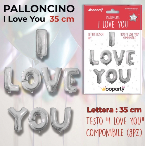 Palloncini i love you argento 35cm