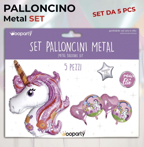 Set palloncini unicorn 5 pezzi