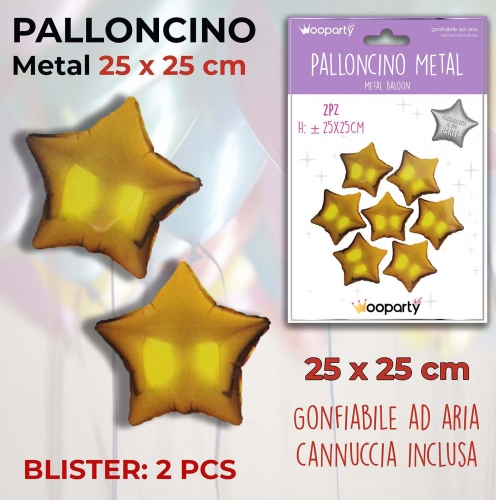 Palloncino mylar stella oro 25cm 2 pezzi