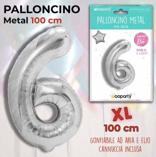 Palloncino argento metal 100cm n.6