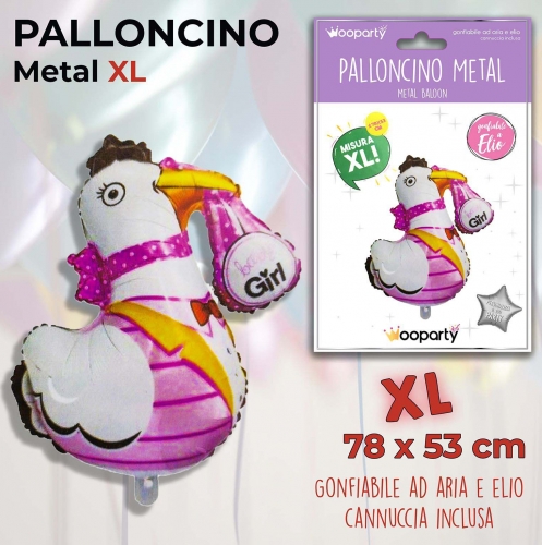 Palloncino mylar cicogna girl 78x53cm